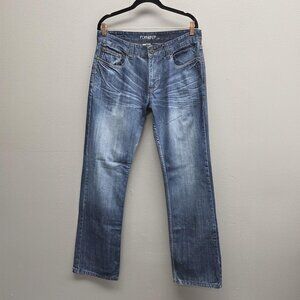 Flypaper Jeans Mens 34x32 Blue Straight Leg Distressed Denim Casual Pants